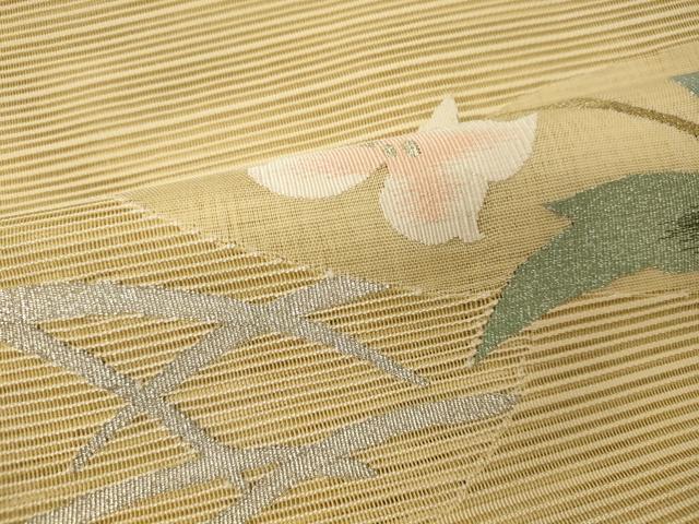 平和屋着物＊夏物 八寸名古屋帯 絽綴れ 草花文 金銀糸 正絹 逸品 CAAW8964oy