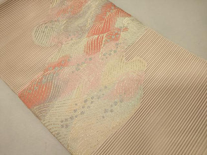平和屋着物＊夏物 八寸名古屋帯 絽綴れ 立波文 金銀糸 正絹 逸品 未使用 CAAW8965oy