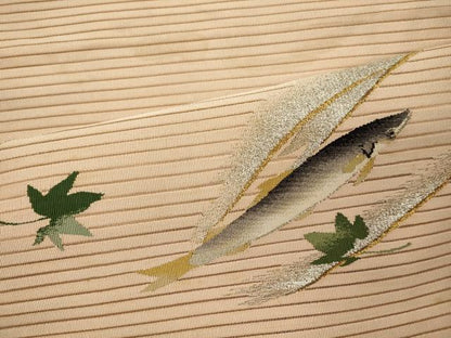 平和屋着物＊夏物 アンティーク 大正ロマン 八寸名古屋帯 一重帯 絽綴れ 魚 金銀糸 正絹 逸品 CAAW8969oy