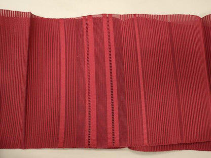 平和屋着物＊夏物 八寸名古屋帯 絽綴れ 幾何学文 赤紅色 正絹 逸品 未使用 CAAW8972oy