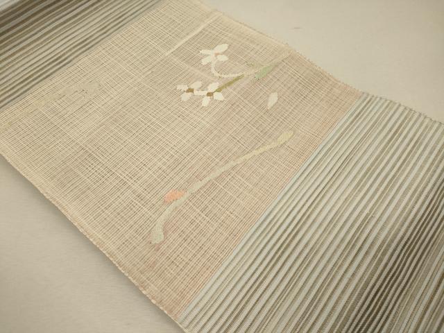 平和屋着物＊夏物 八寸名古屋帯 草花文 金銀糸 正絹 逸品 CAAW8974oy