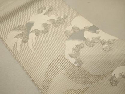 平和屋着物＊夏物 太鼓袋帯 絽綴れ 立波文 金銀糸 正絹 逸品 CAAW8975oy