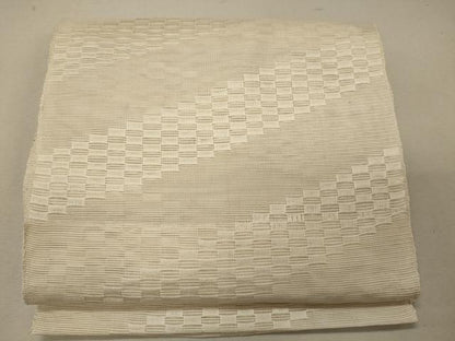 平和屋着物＊夏物 八寸名古屋帯 斜線文 象牙色 正絹 逸品 CAAW8979oy