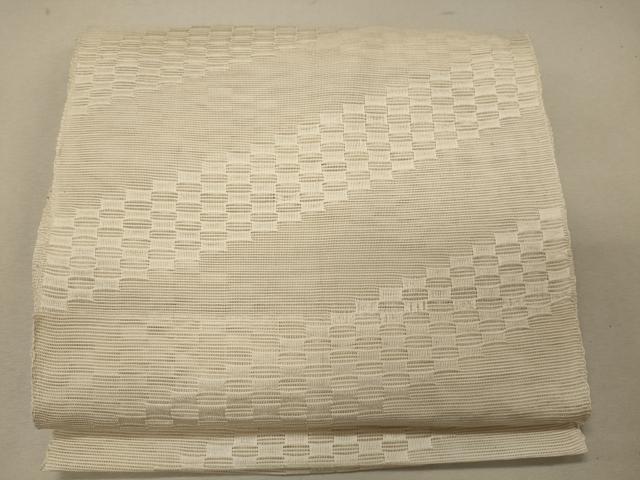 平和屋着物＊夏物 八寸名古屋帯 斜線文 象牙色 正絹 逸品 CAAW8979oy