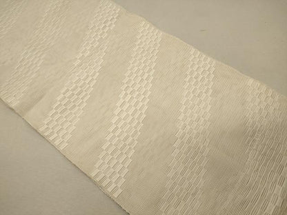 平和屋着物＊夏物 八寸名古屋帯 斜線文 象牙色 正絹 逸品 CAAW8979oy
