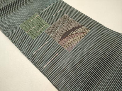 平和屋着物＊夏物 八寸名古屋帯 幾何学文 正絹 逸品 CAAW8985oy