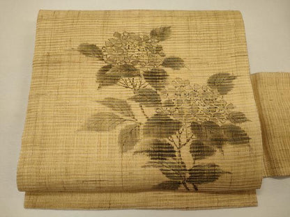 平和屋着物＊夏物 九寸名古屋帯 手描き 紫陽花 麻 逸品 CAAW8988oy