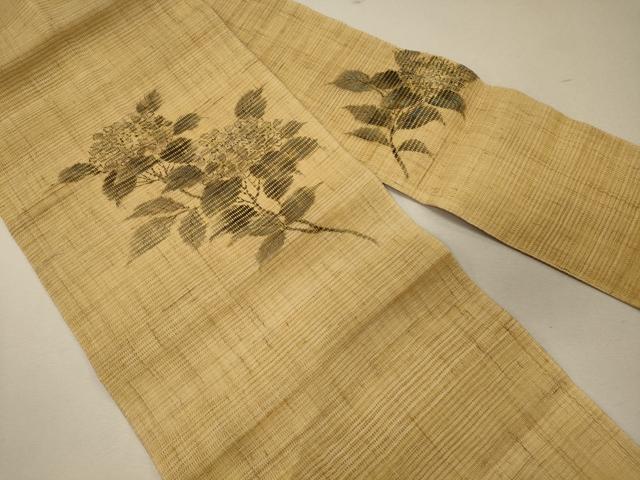 平和屋着物＊夏物 九寸名古屋帯 手描き 紫陽花 麻 逸品 CAAW8988oy