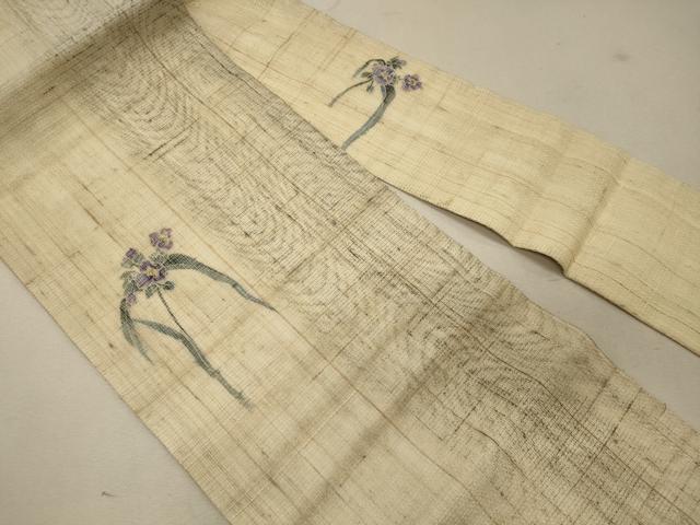 平和屋着物＊夏物 九寸名古屋帯 手描き 草花文 麻 逸品 CAAW8989oy