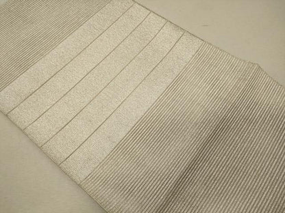 平和屋着物＊夏物 八寸名古屋帯 絽綴れ 横段文 銀糸 正絹 逸品 CAAW8992oy