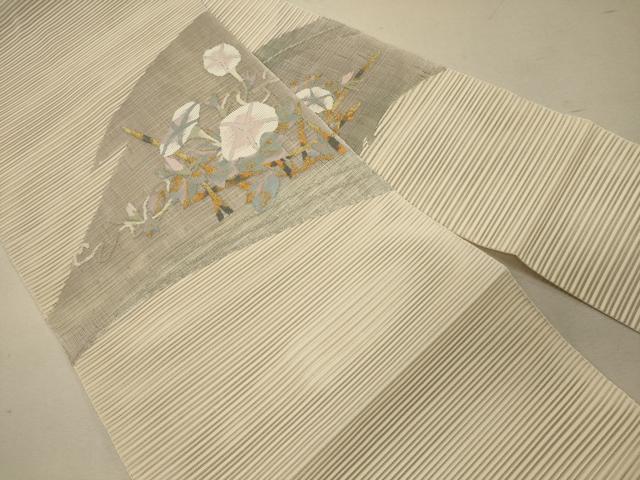 平和屋着物＊夏物 八寸名古屋帯 絽綴れ 朝顔 金銀糸 正絹 逸品 未使用 CAAW8999oy