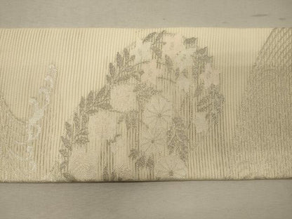 平和屋着物＊夏物 九寸名古屋帯 立波草花丸文 銀糸 正絹 逸品 CAAW9000oy