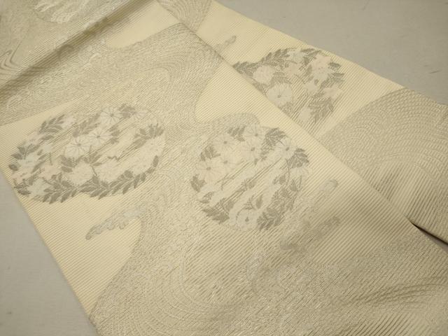 平和屋着物＊夏物 九寸名古屋帯 立波草花丸文 銀糸 正絹 逸品 CAAW9000oy