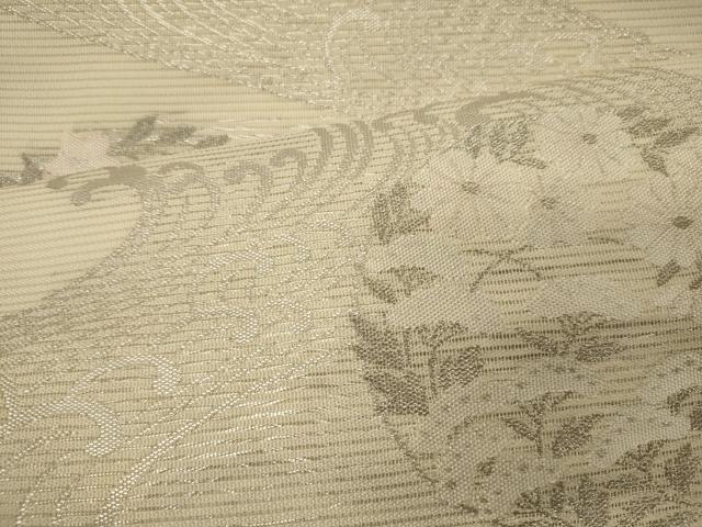 平和屋着物＊夏物 九寸名古屋帯 立波草花丸文 銀糸 正絹 逸品 CAAW9000oy