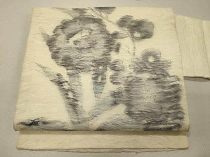 平和屋着物＊夏物 九寸名古屋帯 手描き 草花文 正絹 逸品 CAAW9001oy