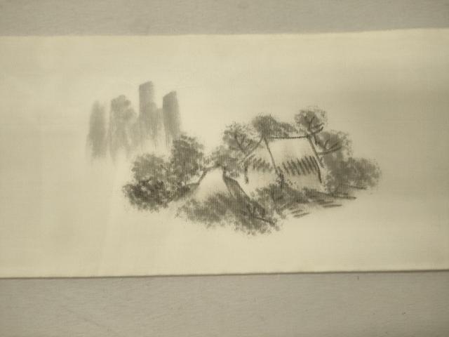 平和屋着物＊夏物 九寸名古屋帯 作家物 手描き 風景笹竹文 正絹 逸品 CAAW9003oy