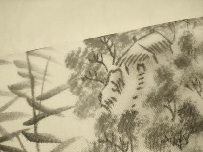 平和屋着物＊夏物 九寸名古屋帯 作家物 手描き 風景笹竹文 正絹 逸品 CAAW9003oy