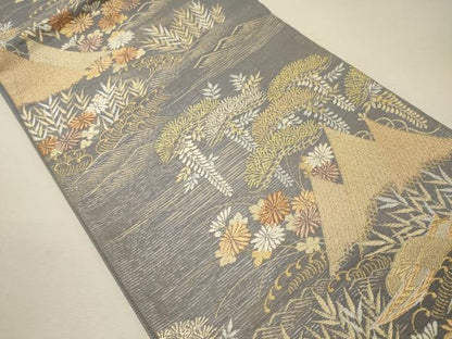 平和屋着物＊夏物 六通柄袋帯 唐織 竜田川 金銀糸 正絹 逸品 CAAW9007oy