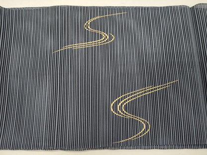 平和屋着物＊夏物　八寸名古屋帯　刺繍　絽綴れ　流水草花丸文　金彩　正絹　逸品　CAAW9008oy