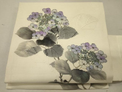 平和屋着物＊夏物 英王室献上友禅作家 木下勝功 九寸名古屋帯 手描き 紫陽花 金銀彩 正絹 逸品 CAAW9009oy