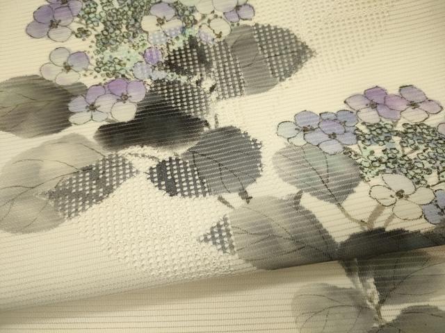 平和屋着物＊夏物 英王室献上友禅作家 木下勝功 九寸名古屋帯 手描き 紫陽花 金銀彩 正絹 逸品 CAAW9009oy