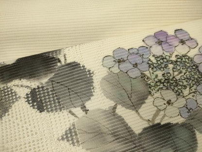 平和屋着物＊夏物 英王室献上友禅作家 木下勝功 九寸名古屋帯 手描き 紫陽花 金銀彩 正絹 逸品 CAAW9009oy
