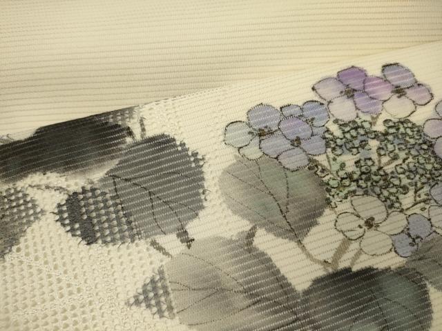 平和屋着物＊夏物 英王室献上友禅作家 木下勝功 九寸名古屋帯 手描き 紫陽花 金銀彩 正絹 逸品 CAAW9009oy