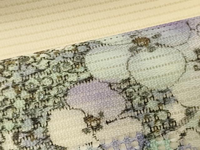 平和屋着物＊夏物 英王室献上友禅作家 木下勝功 九寸名古屋帯 手描き 紫陽花 金銀彩 正絹 逸品 CAAW9009oy