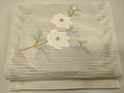 平和屋着物＊夏物 八寸名古屋帯 絽綴れ 枝花丸文 金糸 正絹 逸品 未使用 CAAW9010oy