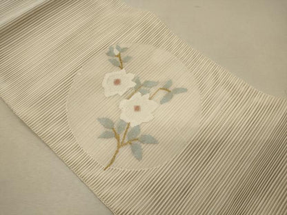 平和屋着物＊夏物 八寸名古屋帯 絽綴れ 枝花丸文 金糸 正絹 逸品 未使用 CAAW9010oy
