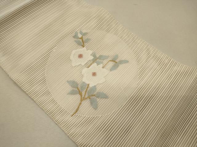 平和屋着物＊夏物 八寸名古屋帯 絽綴れ 枝花丸文 金糸 正絹 逸品 未使用 CAAW9010oy