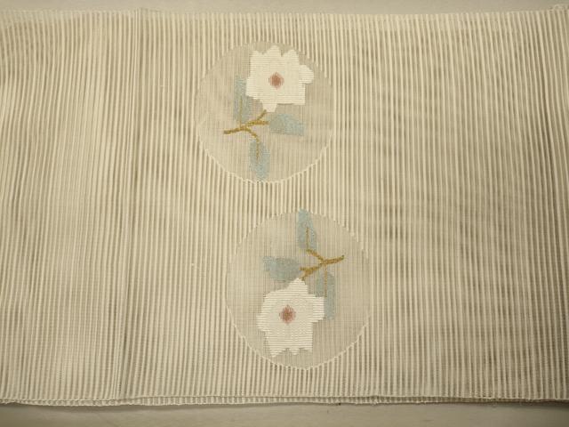 平和屋着物＊夏物 八寸名古屋帯 絽綴れ 枝花丸文 金糸 正絹 逸品 未使用 CAAW9010oy
