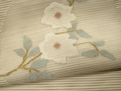 平和屋着物＊夏物 八寸名古屋帯 絽綴れ 枝花丸文 金糸 正絹 逸品 未使用 CAAW9010oy