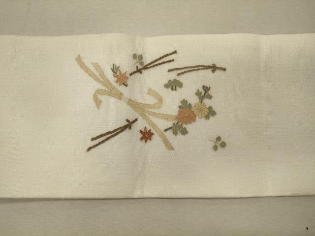 平和屋着物＊夏物 明綴れ 九寸名古屋帯 束ね熨斗松葉花文 金糸 正絹 逸品 CAAW9011oy