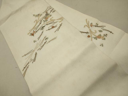 平和屋着物＊夏物 明綴れ 九寸名古屋帯 束ね熨斗松葉花文 金糸 正絹 逸品 CAAW9011oy