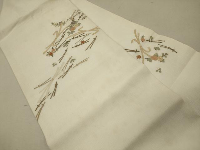 平和屋着物＊夏物 明綴れ 九寸名古屋帯 束ね熨斗松葉花文 金糸 正絹 逸品 CAAW9011oy