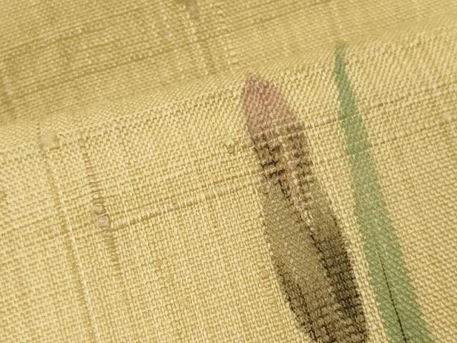 平和屋着物＊夏物 九寸名古屋帯 手描き 生紬 草花文 正絹 逸品 CAAW9013oy