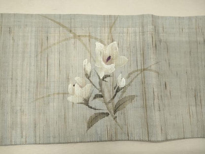 平和屋着物＊夏物 九寸名古屋帯 手描き 草花文 麻 逸品 CAAW9017oy