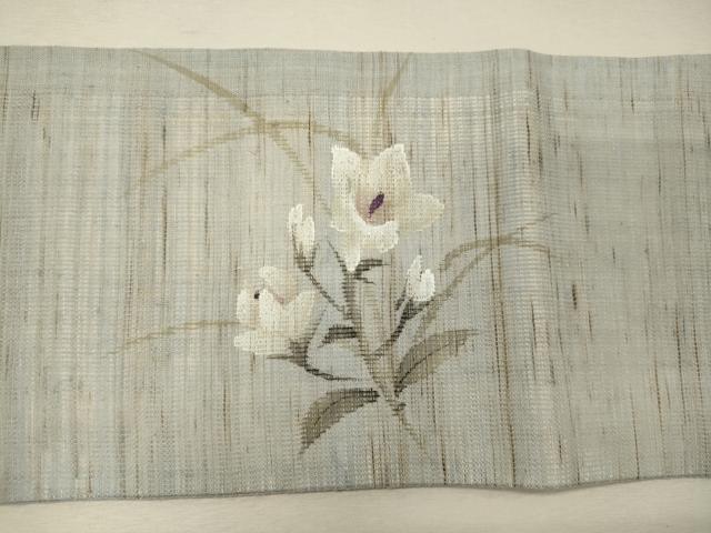 平和屋着物＊夏物 九寸名古屋帯 手描き 草花文 麻 逸品 CAAW9017oy