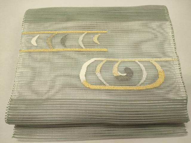 平和屋着物＊夏物 八寸名古屋帯 絽綴れ 幾何学文 金銀糸 正絹 逸品 CAAW9019oy