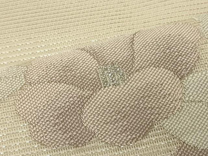 平和屋着物＊夏物 九寸名古屋帯 籬草花文 銀糸 正絹 逸品 CAAW9021oy