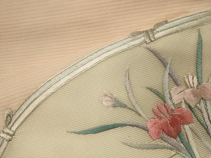 平和屋着物＊夏物　九寸名古屋帯　駒刺繍　鴛鴦草花文　金銀糸　正絹　逸品　CAAW9022oy