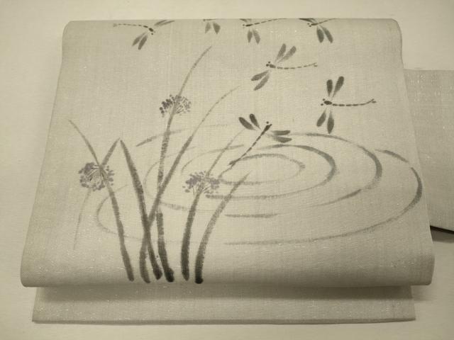 平和屋着物＊夏物 絹芭蕉 九寸名古屋帯 手描き とんぼ 正絹 逸品 CAAW9033oy