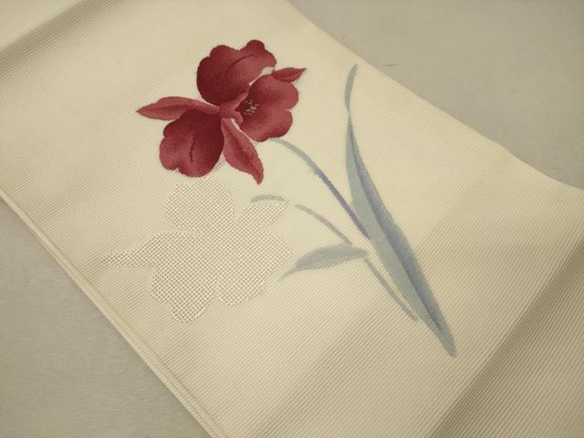 平和屋着物＊夏物　九寸開き名古屋帯　草花文　銀糸　正絹　逸品　未使用　CAAW9035oy
