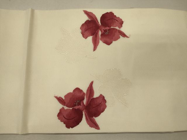 平和屋着物＊夏物　九寸開き名古屋帯　草花文　銀糸　正絹　逸品　未使用　CAAW9035oy