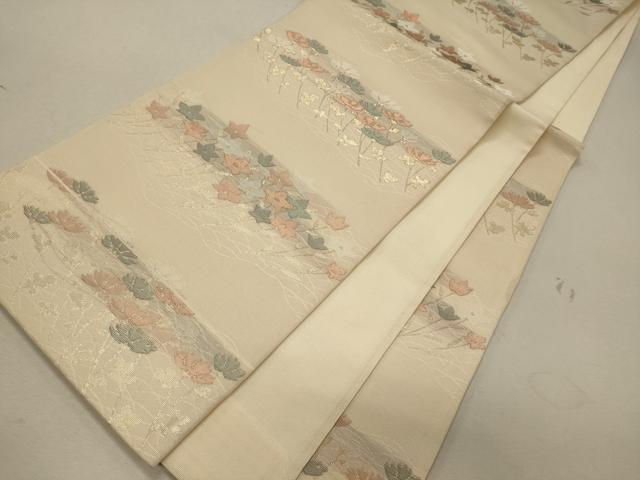 平和屋着物＊夏物 六通柄袋帯 草花文 金糸 正絹 逸品 CAAW9036oy
