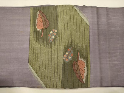 平和屋着物＊明綴れ 夏物 太鼓柄袋帯 枝葉文 正絹 逸品 CAAW9039oy
