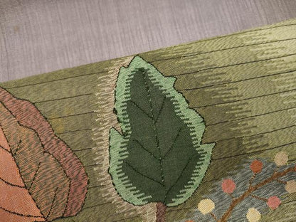 平和屋着物＊明綴れ 夏物 太鼓柄袋帯 枝葉文 正絹 逸品 CAAW9039oy