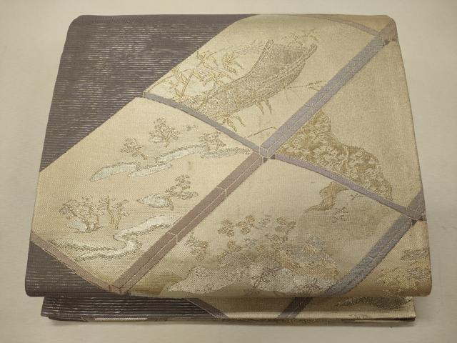 平和屋着物＊夏物 六通柄袋帯 竜田川 金糸 反端付き 正絹 逸品 CAAW9049oy