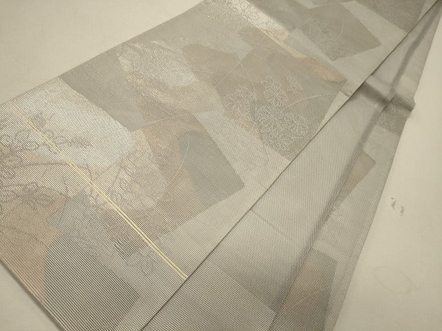 平和屋着物＊夏物 六通柄袋帯 色紙重ね草花文 金銀糸 正絹 逸品 CAAW9050oy
